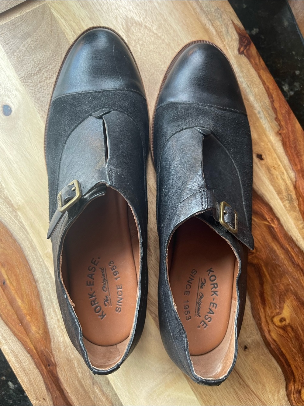 Kork-Ease Black Leather & Suede Niseda Oxfords flat
